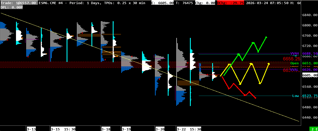 2026-03-24Market profile S&P 500 Analysis March 24, 2026 Market Profile